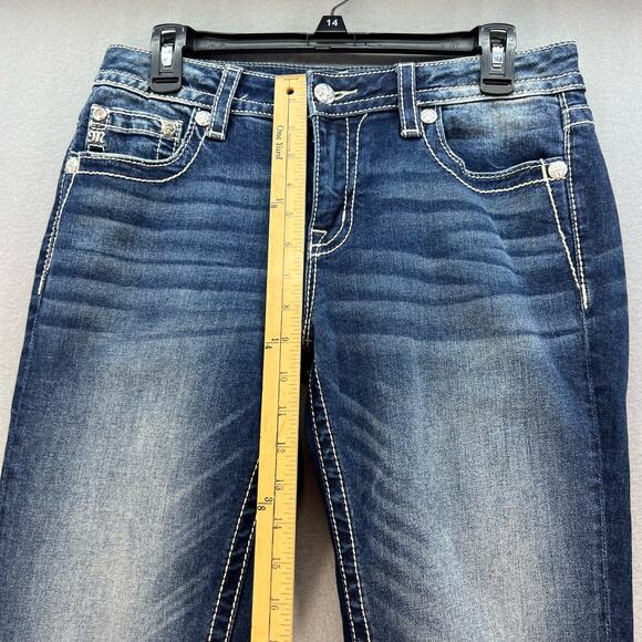 Miss Me Jeans Women's 29x33 (8) Blue Straight Embellished Angel Wings Blingy - Picture 13 of 15